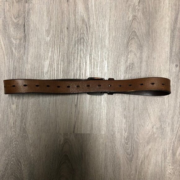 Vintage Levi\'s Genuine Brown Leather Belt Dark Steel Rolled Buckle Western Belt main image 5
